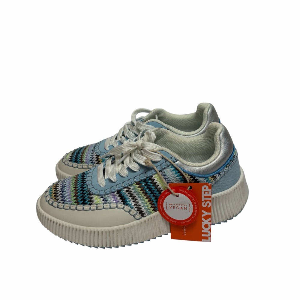 LUCKY STEP WOMEN'S PLATFORM SNEAKERS RETRO BRAIDED BLUE CHUNKY SHOES SIZE 9 NEW